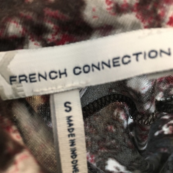 French Connection Gray Long Sleeves Front Drape  Back Tie Floral Blouse Size S - Picture 5 of 15